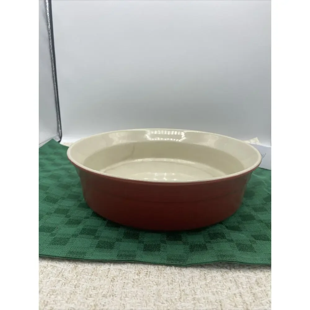 BergHOFF stoneware Casserole dish Red & Cream. Made In Belgium 10”
